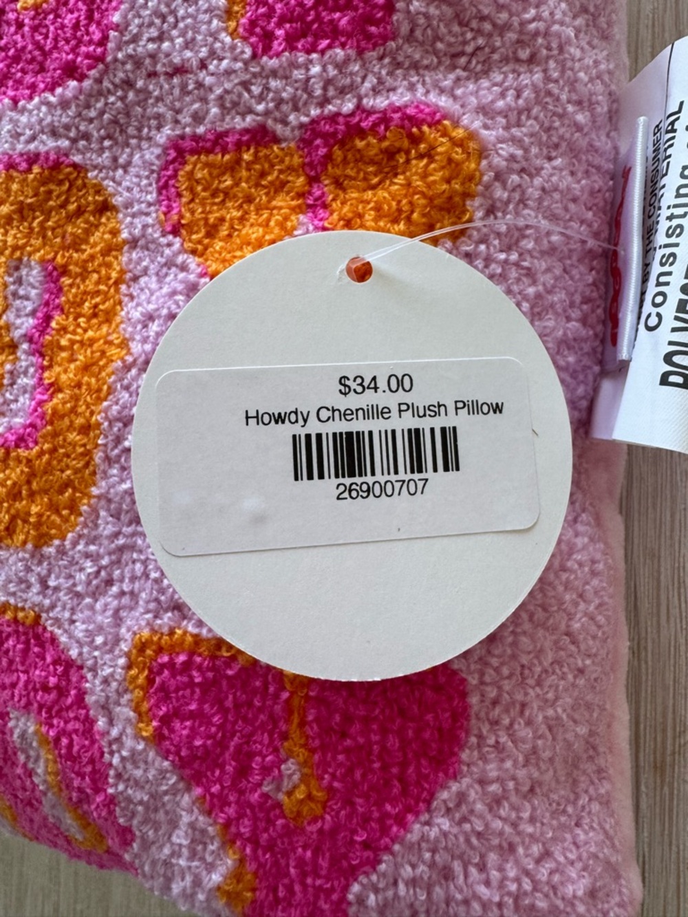 Pink & Orange 'Howdy' Textured Throw Pillow - Picture 4 of 4